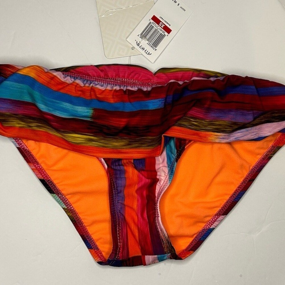 Athena Swim Bikini Bottoms Womens XS Multicolor Striped Banded Lined